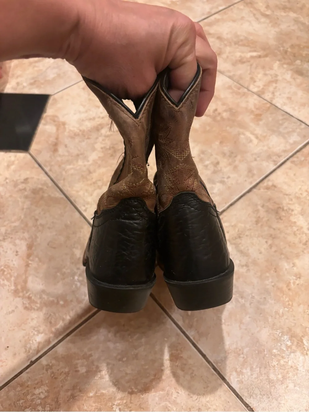 Kids Two-Tone Brown Cowboy Boots